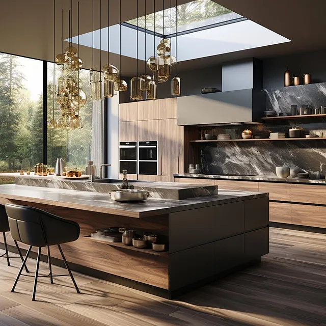 Moderne designkjøkken i treverk